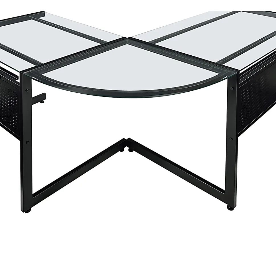 Eurostyle Caesar 78"W Corner Desk, Black/Clear