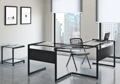 Eurostyle Caesar 78"W Corner Desk, Black/Clear