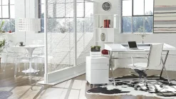 Eurostyle Dirk Faux Leather Low-Back Commercial Office Chair, Chrome/White