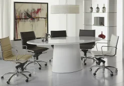 Eurostyle Dirk Faux Leather Low-Back Commercial Office Chair, Chrome/White