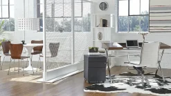 Eurostyle Dirk Faux Leather Low-Back Commercial Office Chair, Chrome/White