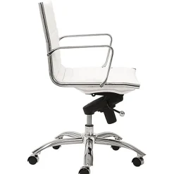 Eurostyle Dirk Faux Leather Low-Back Commercial Office Chair, Chrome/White