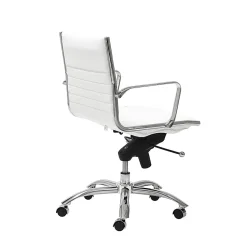 Eurostyle Dirk Faux Leather Low-Back Commercial Office Chair, Chrome/White
