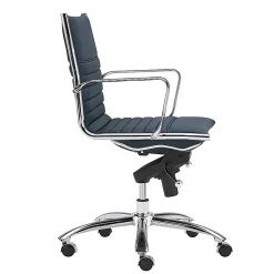 Eurostyle Dirk Faux Leather Low-Back Commercial Office Chair, Chrome/Blue