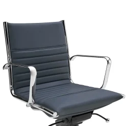 Eurostyle Dirk Faux Leather Low-Back Commercial Office Chair, Chrome/Blue