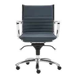 Eurostyle Dirk Faux Leather Low-Back Commercial Office Chair, Chrome/Blue