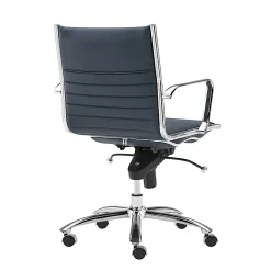 Eurostyle Dirk Faux Leather Low-Back Commercial Office Chair, Chrome/Blue