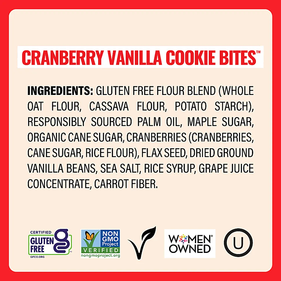 Every Body Eat Cranberry Vanilla Cookie Bites, 1.1 Oz, Total Qty 20