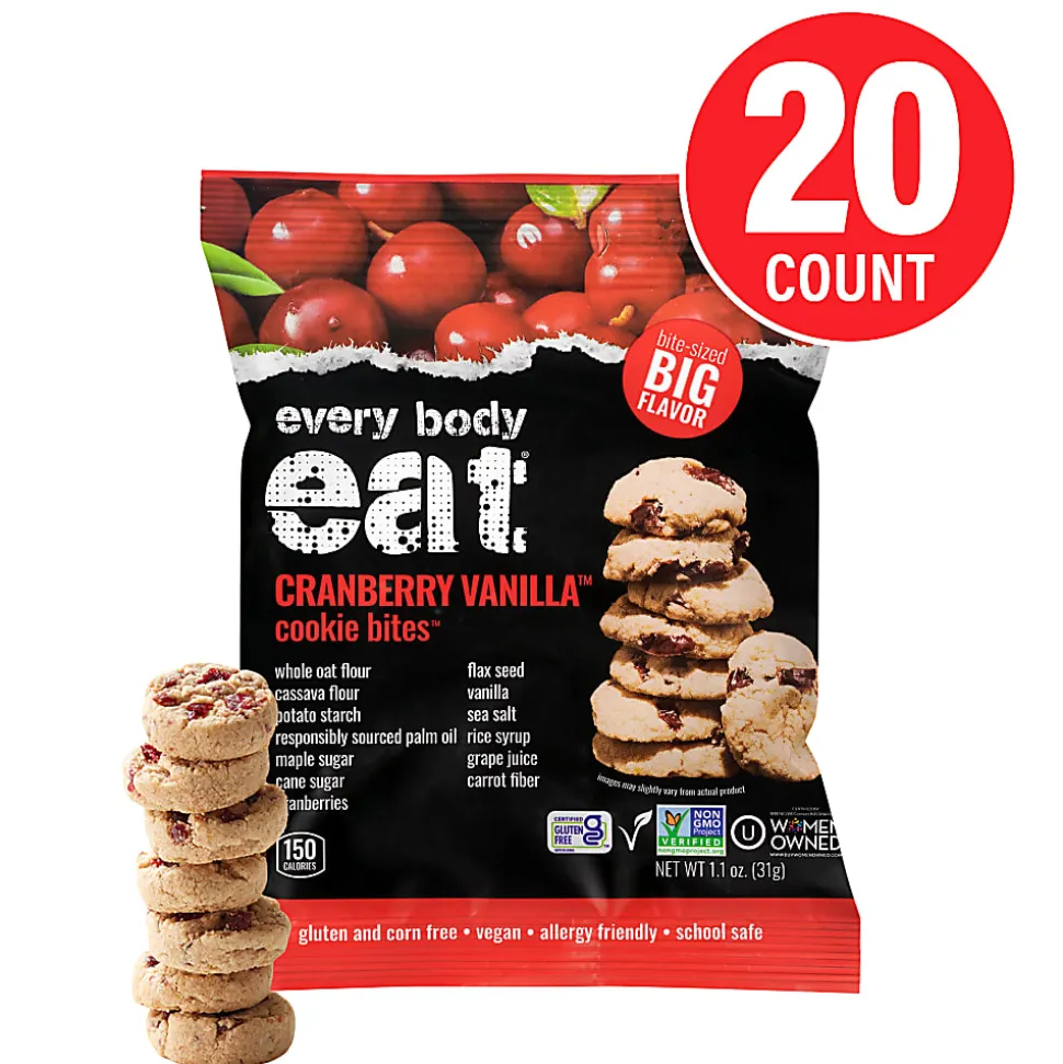 Every Body Eat Cranberry Vanilla Cookie Bites, 1.1 Oz, Total Qty 20