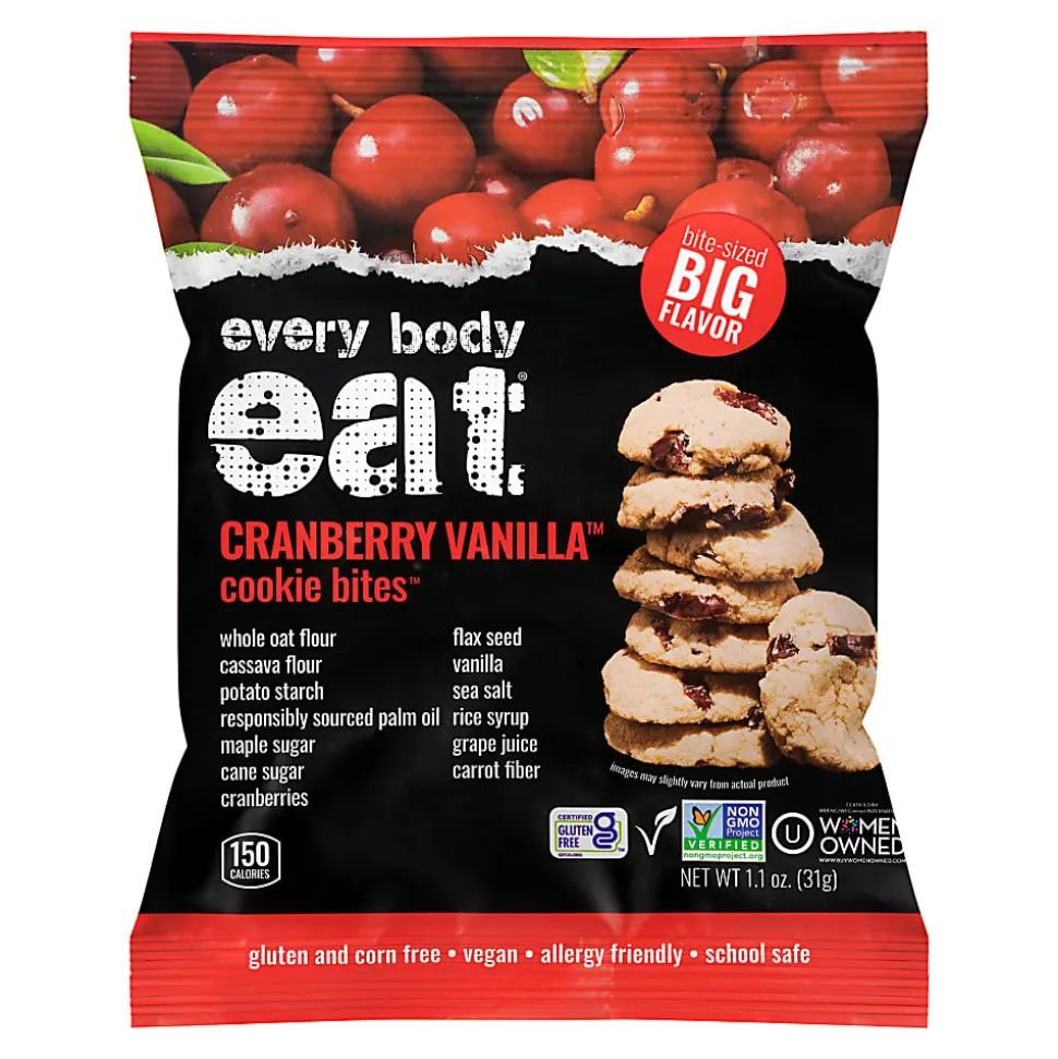 Every Body Eat Cranberry Vanilla Cookie Bites, 1.1 Oz, Total Qty 20