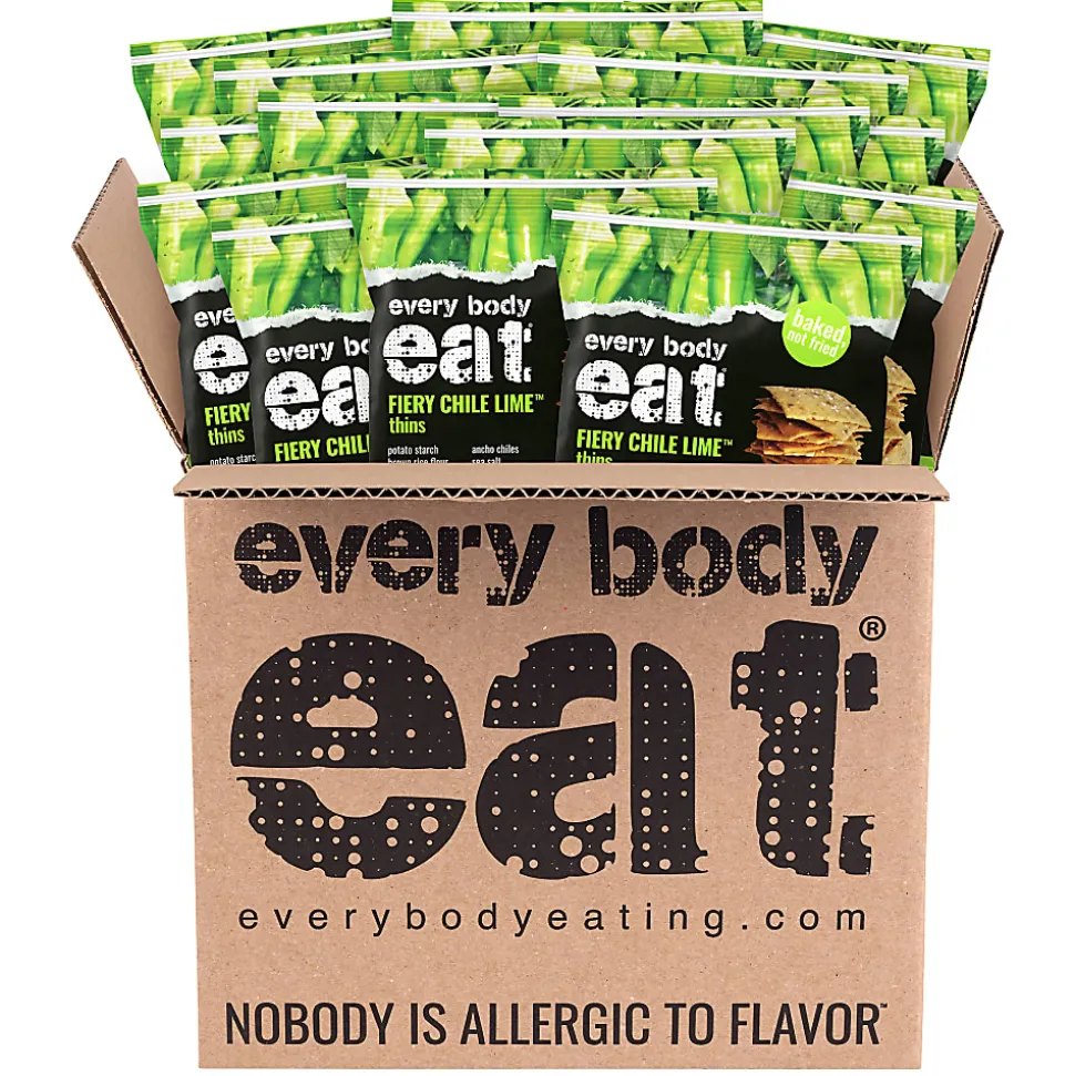 Every Body Eat Fiery Chile Lime Crackers, 1.1 Oz, Total Qty 20