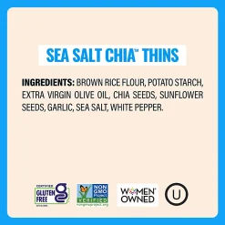 Every Body Eat Sea Salt Chia Crackers, 1.1 Oz, Total Qty 20