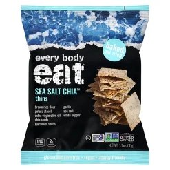 Every Body Eat Sea Salt Chia Crackers, 1.1 Oz, Total Qty 20