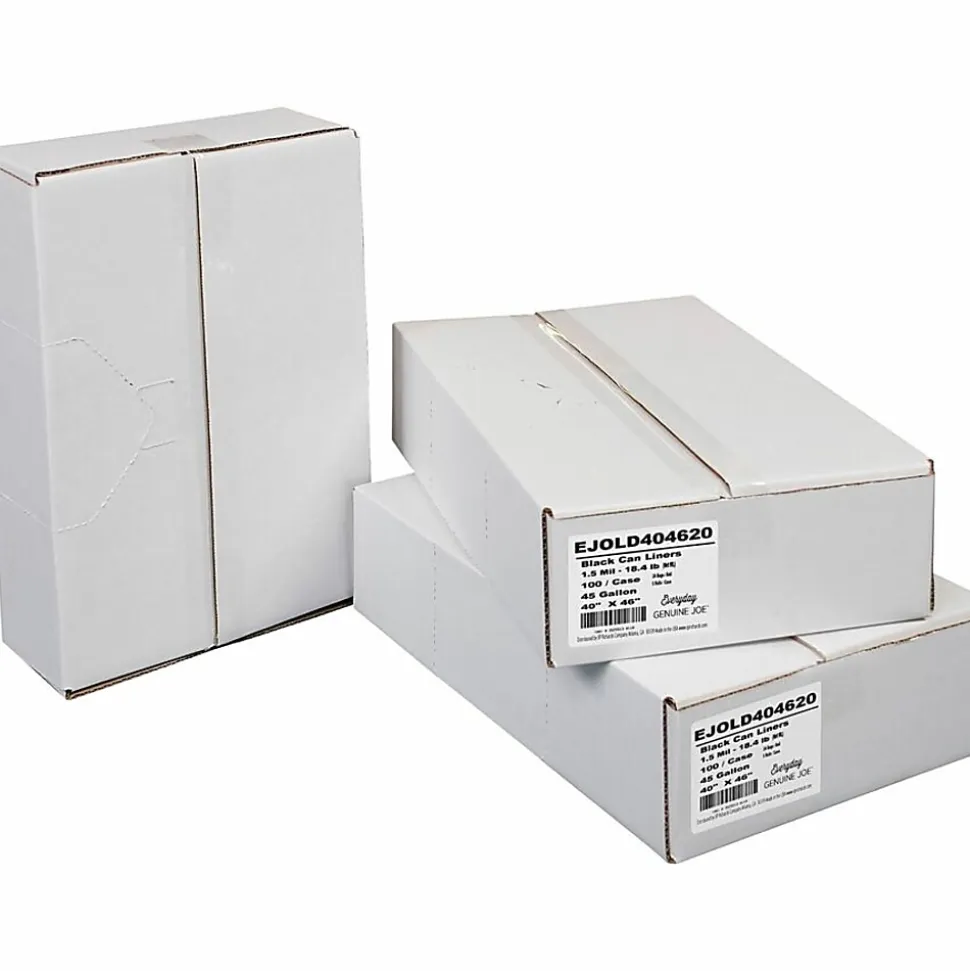 Everyday Genuine Joe Low-Density Can Liners, 45 gal Capacity, 40"x 46", 1.50 mil (38 Micron) Thickness, 100 Bags - LD404620