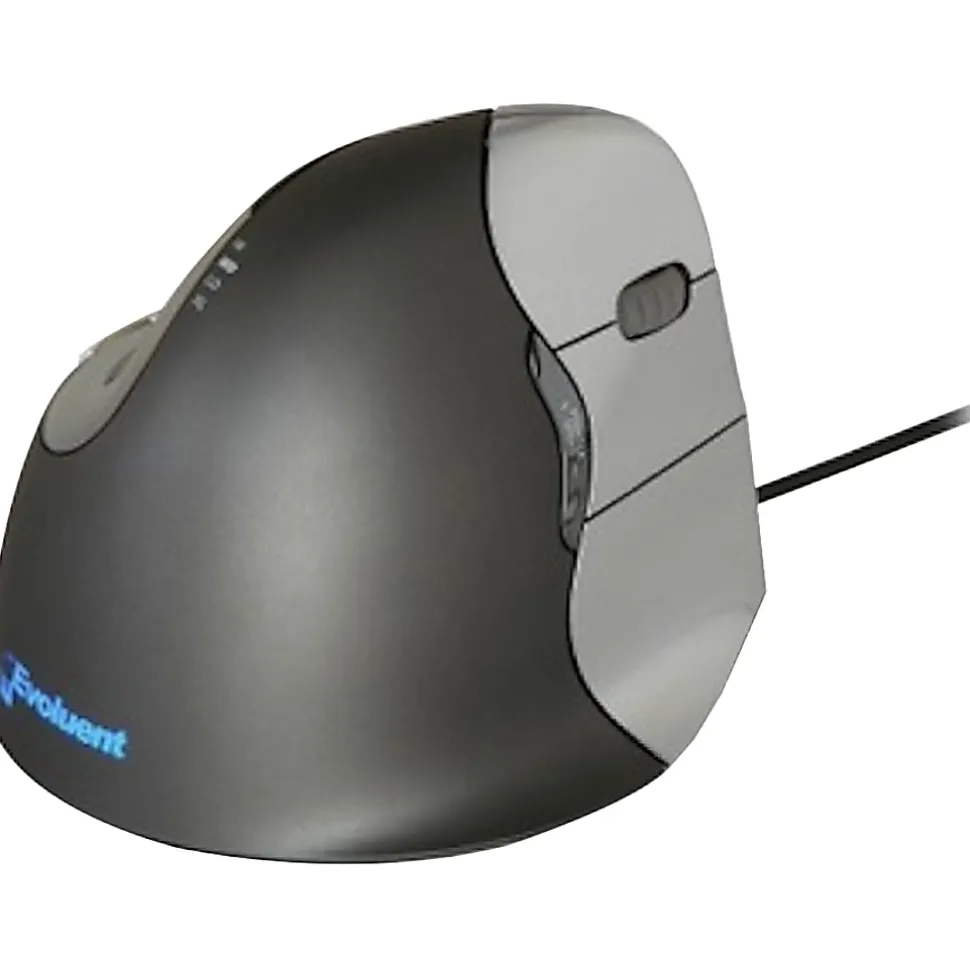 Evoluent VerticalMouse 4 Right Mouse - Optical - Cable - USB 2.0 - 2600 dpi - Scroll Wheel - 6 Button(s) - 6 Programmable Button(s) - Right-handed - 1
