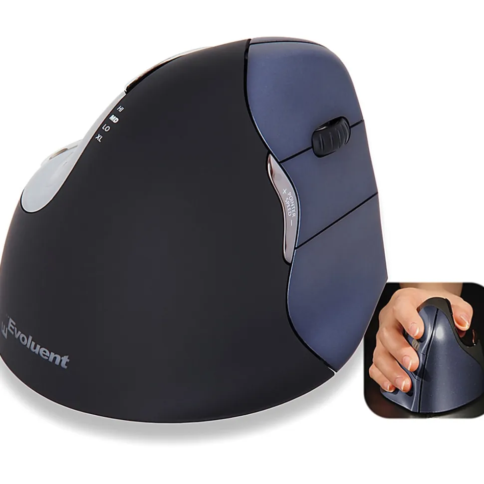Evoluent VerticalMouse 4 Right Wireless - Optical - Wireless - Radio Frequency - 2.40 GHz - Black - USB - VM4RW