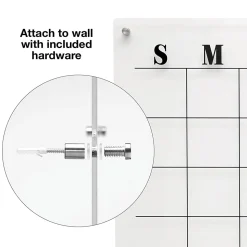 Excello Acrylic Non-Magnetic Dry-Erase Board With Custom Printed Calendar, 30” x 20”, Clear