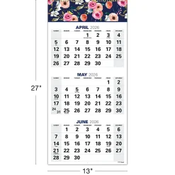 2026-2027 Excello Brands Academic Year Large Print 3-Month View Wall Calendar, 27