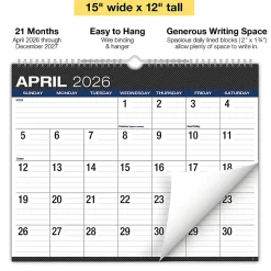2026-2027 Excello Brands Academic Year Large Print Wall Calendar, 15