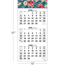2026-2027 Excello Brands Academic Year Large Print 3-Month View Wall Calendar, 27