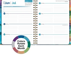 2026-2027 Excello Brands 14-Month Academic Year Hardcover Weekly/Monthly Fashion Planner, 8-1/2" x 11", Rainbow Petals, May To June, Total Qty 1