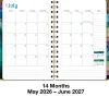 2026-2027 Excello Brands 14-Month Academic Year Hardcover Weekly/Monthly Fashion Planner, 5-1/2" x 8", Teal Gold Marble, May To June, Total Qty 1