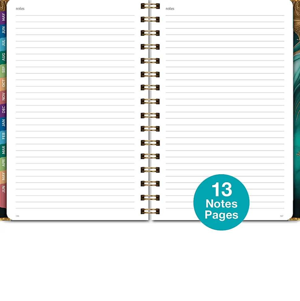 2026-2027 Excello Brands 14-Month Academic Year Hardcover Weekly/Monthly Fashion Planner, 5-1/2" x 8", Teal Gold Marble, May To June, Total Qty 1