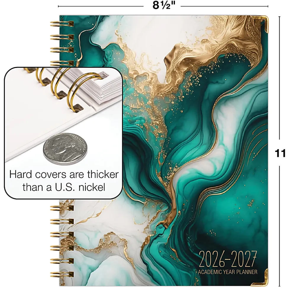 2026-2027 Excello Brands 14-Month Academic Year Hardcover Weekly/Monthly Fashion Planner, 8-1/2" x 11", Dragonflies, May To June, Total Qty 1