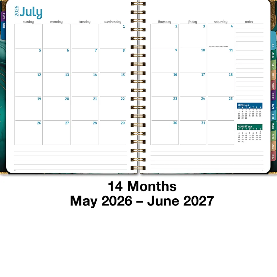 2026-2027 Excello Brands 14-Month Academic Year Hardcover Weekly/Monthly Fashion Planner, 8-1/2" x 11", Dragonflies, May To June, Total Qty 1