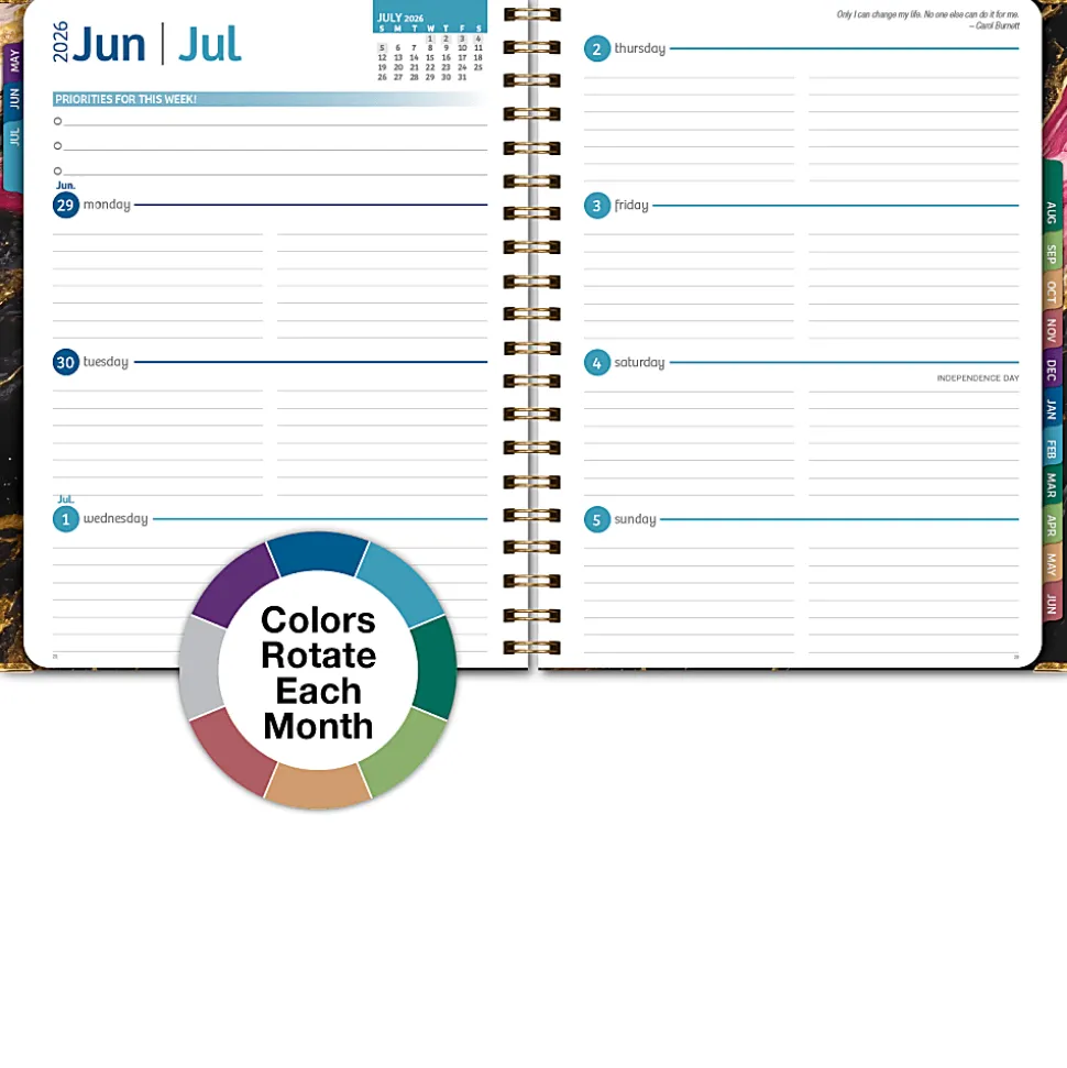 2026-2027 Excello Brands 14-Month Academic Year Hardcover Weekly/Monthly Fashion Planner, 5-1/2" x 8", Dragonflies, May To June, Total Qty 1