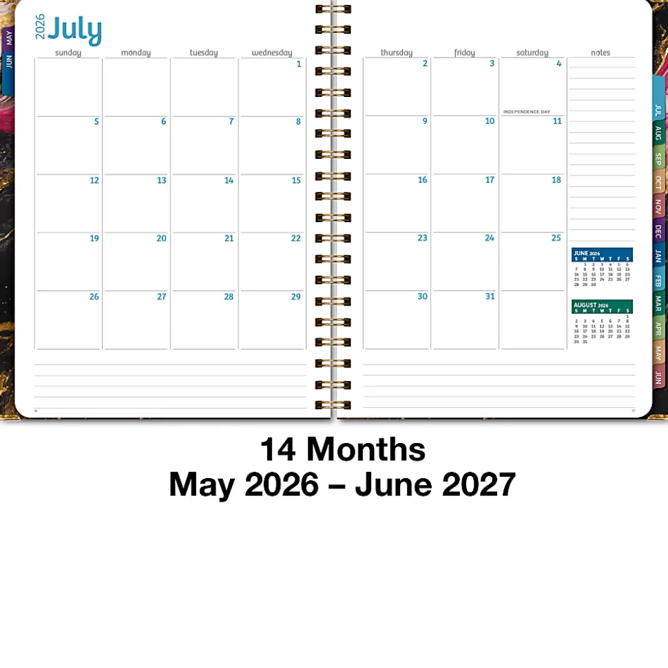 2026-2027 Excello Brands 14-Month Academic Year Hardcover Weekly/Monthly Fashion Planner, 5-1/2" x 8", Dragonflies, May To June, Total Qty 1
