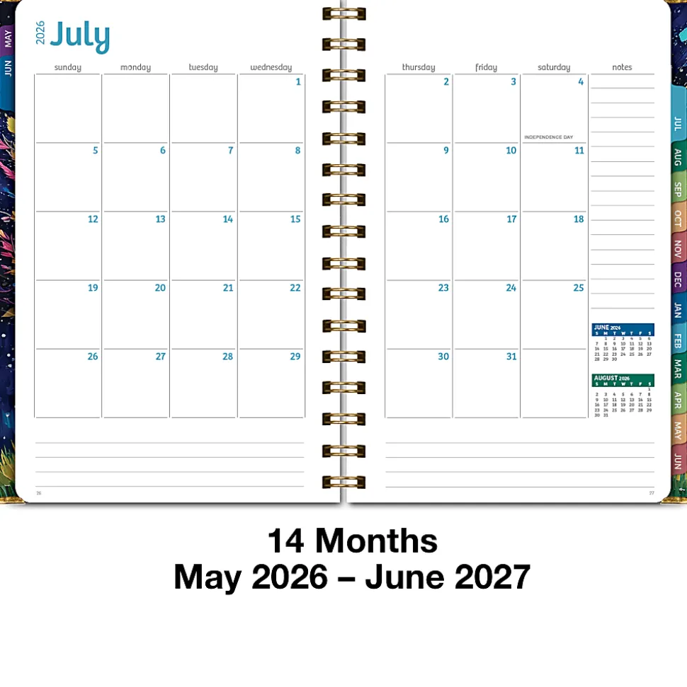 2026-2027 Excello Brands 14-Month Academic Year Hardcover Weekly/Monthly Fashion Planner, 5-1/2" x 8", Black Tree Seasons, May To June, Total Qty 1