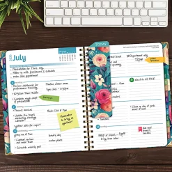 2026-2027 Excello Brands 14-Month Academic Year Hardcover Weekly/Monthly Fashion Planner, 8-1/2" x 11", Teal Floral, May To June, Total Qty 1