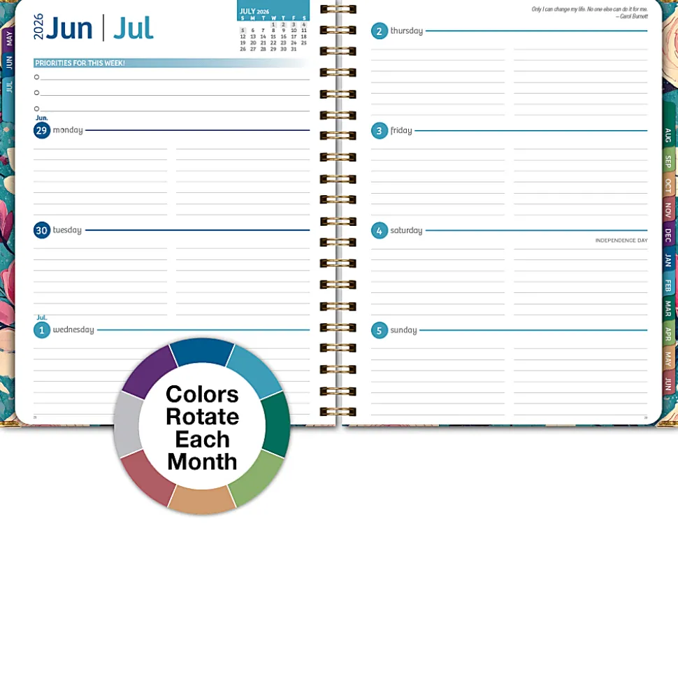 2026-2027 Excello Brands 14-Month Academic Year Hardcover Weekly/Monthly Fashion Planner, 8-1/2" x 11", Teal Floral, May To June, Total Qty 1