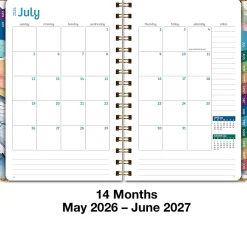 2026-2027 Excello Brands 14-Month Academic Year Hardcover Weekly/Monthly Fashion Planner, 5-1/2" x 8", Watercolor Butterflies, May-June, Total Qty 1