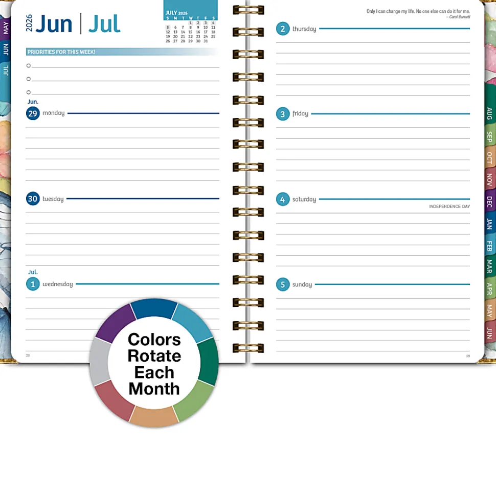 2026-2027 Excello Brands 14-Month Academic Year Hardcover Weekly/Monthly Fashion Planner, 5-1/2" x 8", Watercolor Butterflies, May-June, Total Qty 1