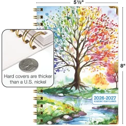 2026-2027 Excello Brands 14-Month Academic Year Hardcover Weekly/Monthly Fashion Planner, 5-1/2" x 8", Tree Seasons, May To June, Total Qty 1