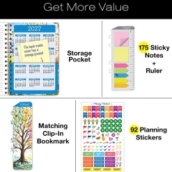 2026-2027 Excello Brands 14-Month Academic Year Hardcover Weekly/Monthly Fashion Planner, 5-1/2" x 8", Tree Seasons, May To June, Total Qty 1