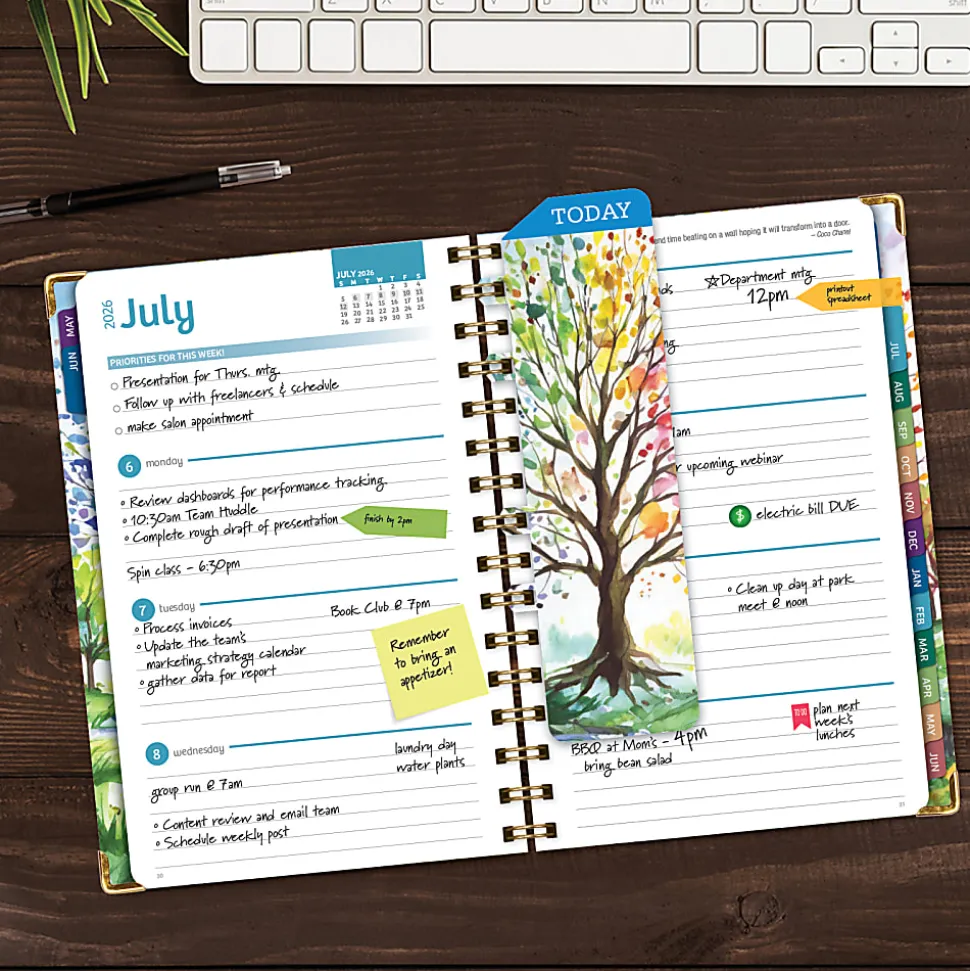 2026-2027 Excello Brands 14-Month Academic Year Hardcover Weekly/Monthly Fashion Planner, 5-1/2" x 8", Tree Seasons, May To June, Total Qty 1