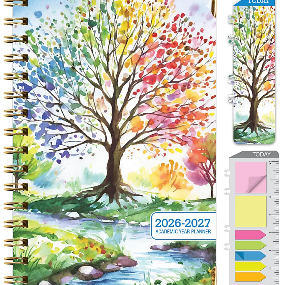 2026-2027 Excello Brands 14-Month Academic Year Hardcover Weekly/Monthly Fashion Planner, 5-1/2" x 8", Tree Seasons, May To June, Total Qty 1
