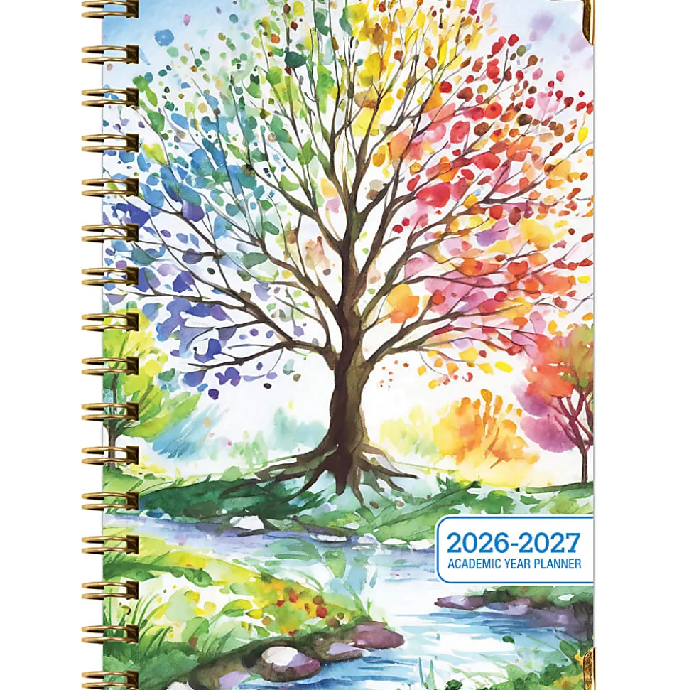 2026-2027 Excello Brands 14-Month Academic Year Hardcover Weekly/Monthly Fashion Planner, 5-1/2" x 8", Tree Seasons, May To June, Total Qty 1