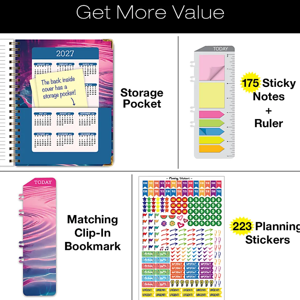 2026-2027 Excello Brands 14-Month Academic Year Hardcover Weekly/Monthly Fashion Planner, 8-1/2" x 11", Summer Bliss, May To June, Total Qty 1