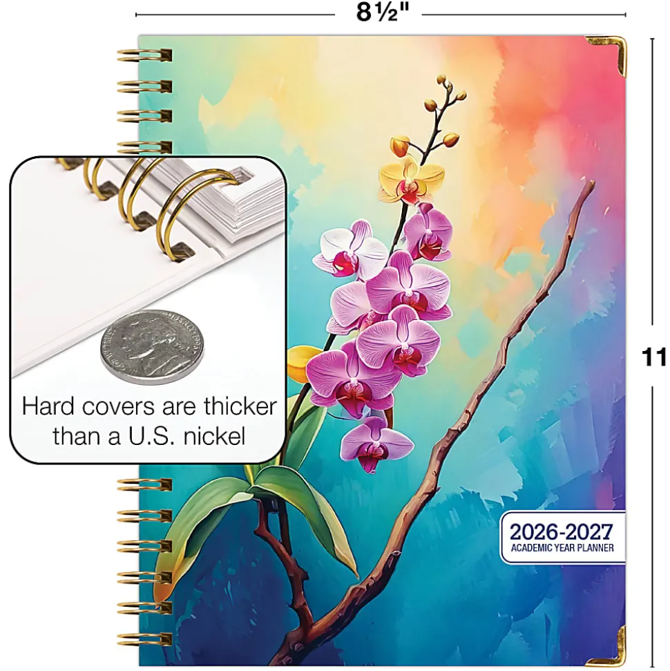 2026-2027 Excello Brands 14-Month Academic Year Hardcover Weekly/Monthly Fashion Planner, 8-1/2" x 11", Orchid, May To June, Total Qty 1