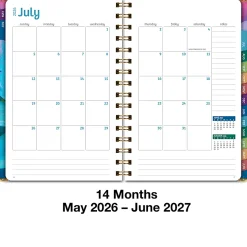 2026-2027 Excello Brands 14-Month Academic Year Hardcover Weekly/Monthly Fashion Planner, 5-1/2" x 8", Rainbow Petals, May To June, Total Qty 1
