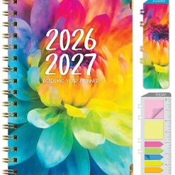 2026-2027 Excello Brands 14-Month Academic Year Hardcover Weekly/Monthly Fashion Planner, 5-1/2" x 8", Rainbow Petals, May To June, Total Qty 1