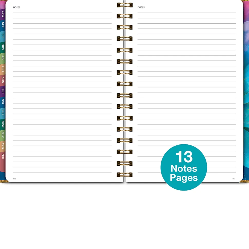 2026-2027 Excello Brands 14-Month Academic Year Hardcover Weekly/Monthly Fashion Planner, 5-1/2" x 8", Rainbow Petals, May To June, Total Qty 1