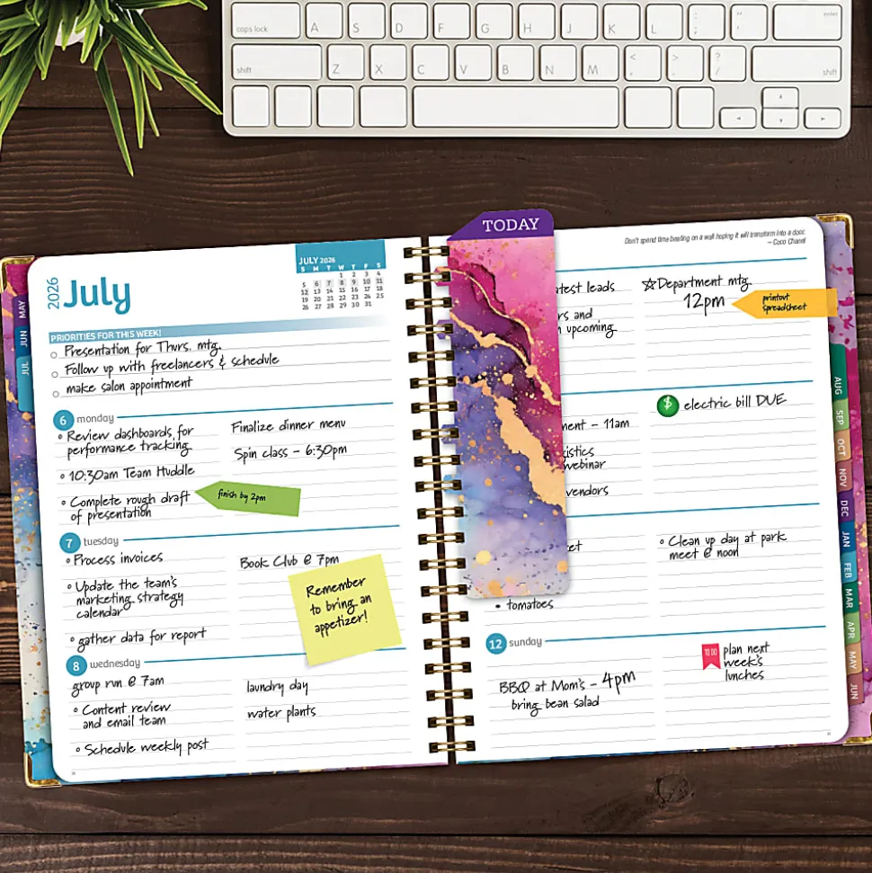 2026-2027 Excello Brands 14-Month Academic Year Hardcover Weekly/Monthly Fashion Planner, 8-1/2" x 11", Rainbow Gold Marble, May To June, Total Qty 1