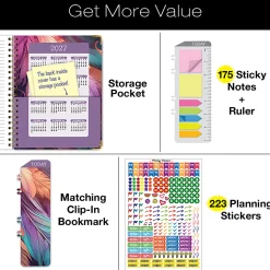 2026-2027 Excello Brands 14-Month Academic Year Hardcover Weekly/Monthly Fashion Planner, 8-1/2" x 11", Pastel Peacock, May To June, Total Qty 1