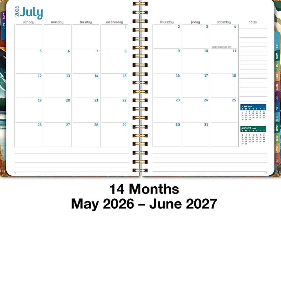 2026-2027 Excello Brands 14-Month Academic Year Hardcover Weekly/Monthly Fashion Planner, 8-1/2" x 11", Lake View, May To June, Total Qty 1
