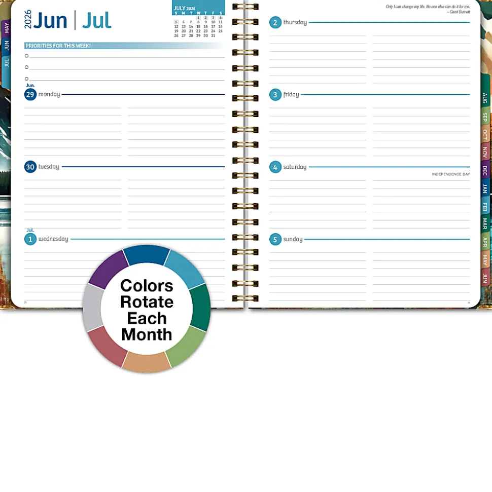 2026-2027 Excello Brands 14-Month Academic Year Hardcover Weekly/Monthly Fashion Planner, 8-1/2" x 11", Lake View, May To June, Total Qty 1